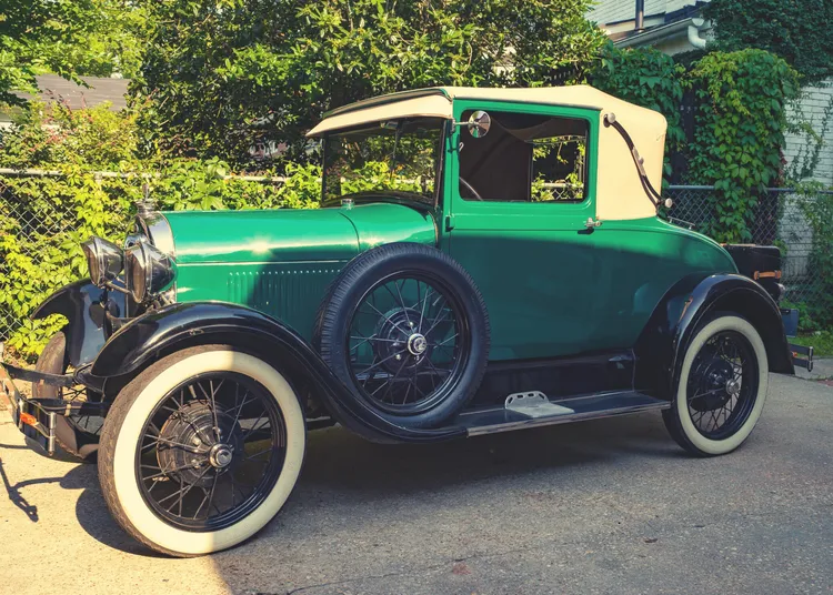 a green Model A Ford